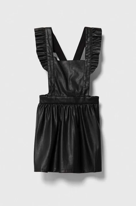 Dievčenské šaty United Colors of Benetton čierna farba, mini, áčkový strih