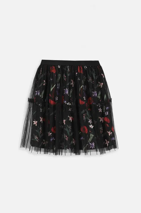 Dievčenská sukňa Coccodrillo čierna farba, mini, áčkový strih