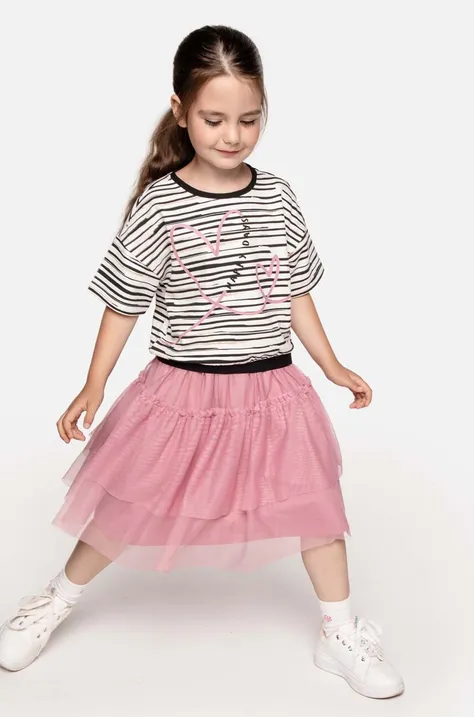 Dievčenská sukňa Coccodrillo ružová farba, mini, áčkový strih