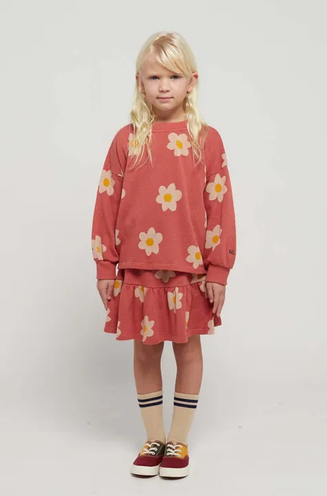 Dievčenská bavlnená sukňa Bobo Choses ružová farba, mini, áčkový strih