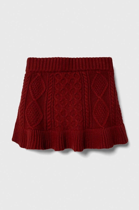Dievčenská sukňa Abercrombie & Fitch červená farba, mini, áčkový strih