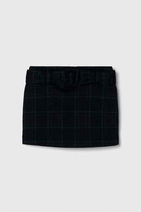 Dievčenská sukňa Abercrombie & Fitch zelená farba, mini, áčkový strih
