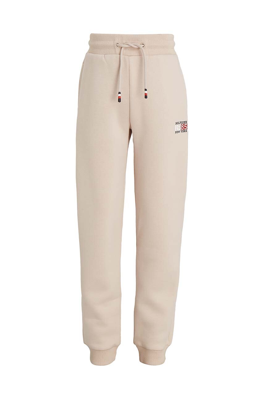 Tommy Hilfiger spodnie dresowe dziecięce kolor beżowy gładkie