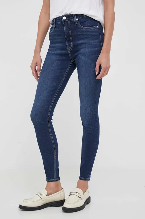 Rifle Calvin Klein Jeans dámske, tmavomodrá farba