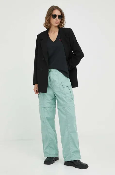 Levi's spodnie CONVERTIBLE CARGO damskie kolor zielony fason cargo high waist