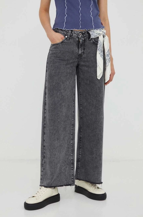 Rifle Levi's SILVERTAB LOW BAGGY CROP dámske, čierna farba