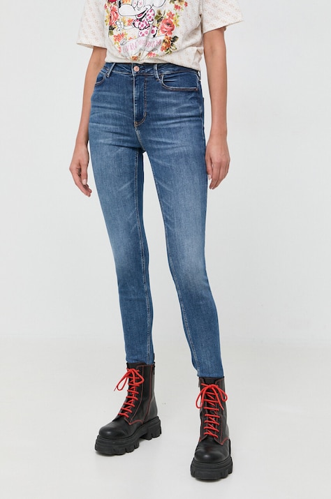 Guess jeansi femei, culoarea albastru marin