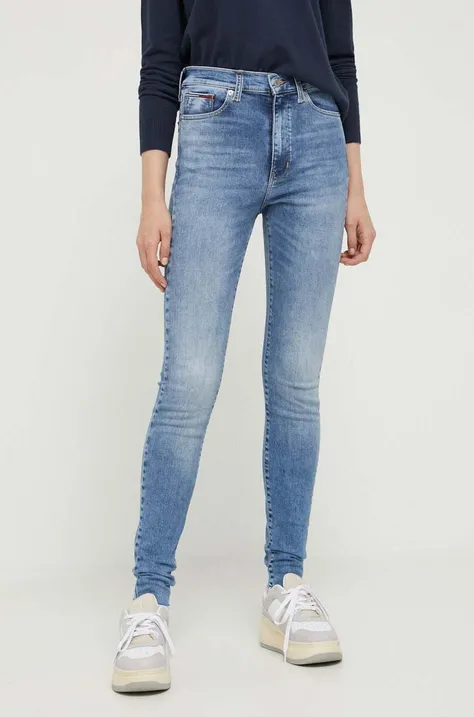 Tommy Jeans jeansy Sylvia damskie kolor niebieski