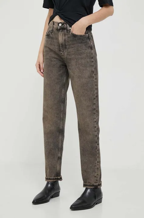 Kavbojke Calvin Klein Jeans ženski, rjava barva
