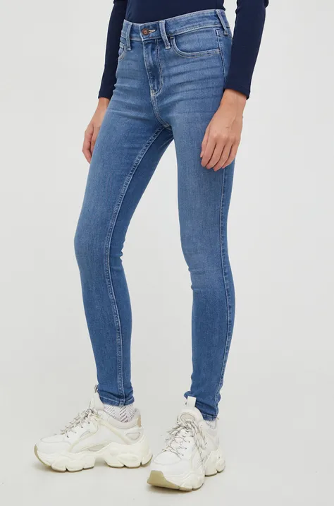 Hollister Co. jeansy damskie kolor niebieski