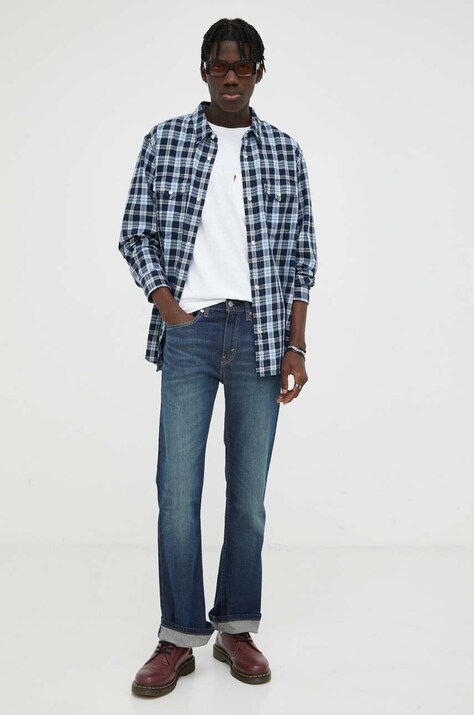 Levi's jeansi 527 SLIM BOOT CUT barbati, culoarea albastru marin