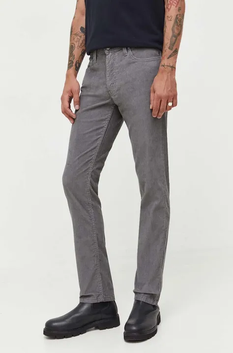 Manšestrové nohavice Levi's 511 SLIM šedá farba, priliehavé