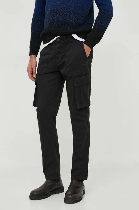 Kalhoty Sisley pánské, černá barva, ve střihu cargo