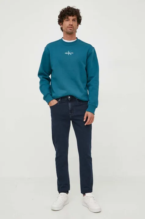 Calvin Klein Jeans jeansi barbati, culoarea albastru marin