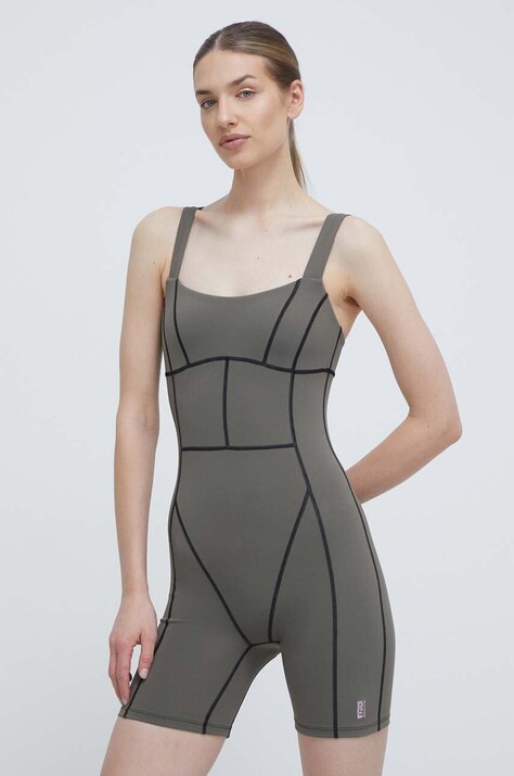 P.E Nation costum de antrenament Recalibrate culoarea verde, cold shoulder