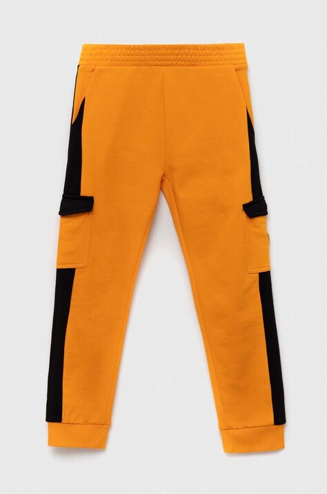 Guess pantaloni de trening din bumbac pentru copii culoarea portocaliu, modelator