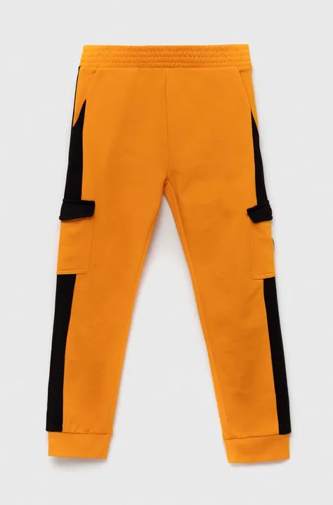Guess pantaloni de trening din bumbac pentru copii culoarea portocaliu, modelator