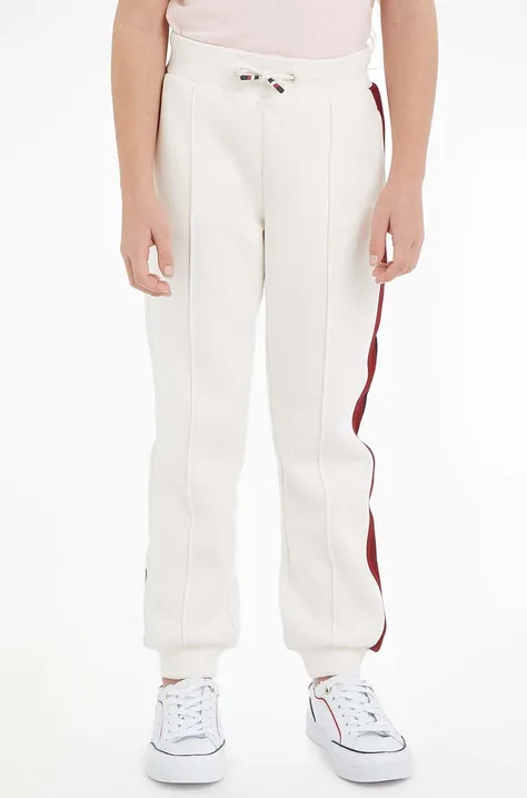 Tommy Hilfiger pantaloni de trening pentru copii culoarea alb, cu imprimeu