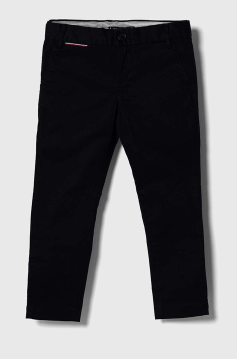 Tommy Hilfiger pantaloni copii culoarea albastru marin, neted