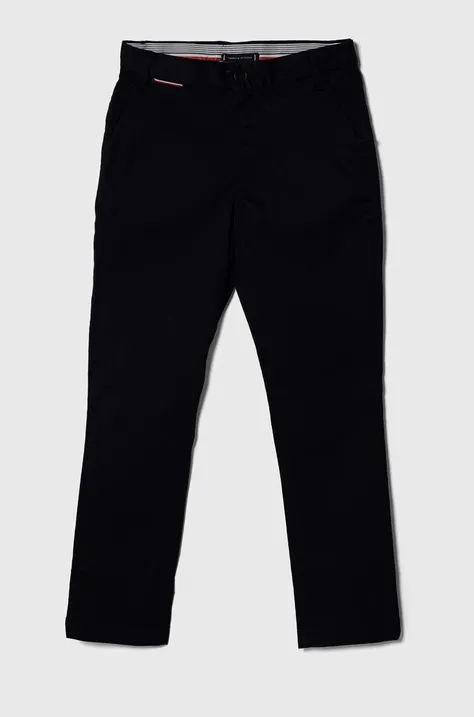 Dětské kalhoty Tommy Hilfiger tmavomodrá barva, hladké