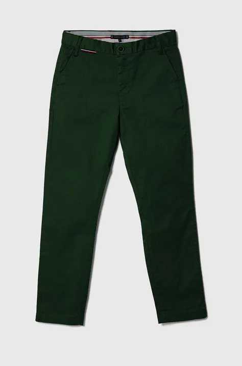 Детские брюки Tommy Hilfiger цвет зелёный однотонные