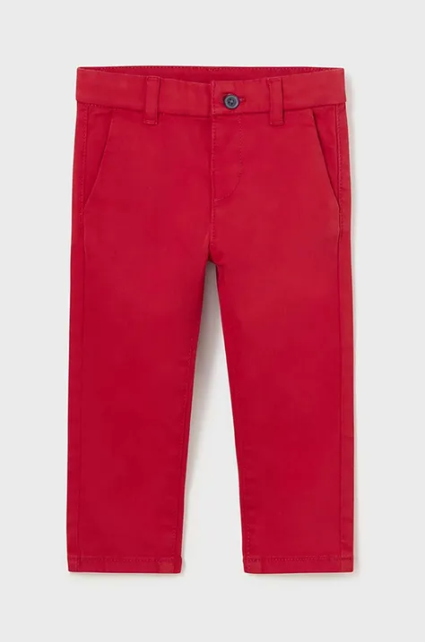 Nohavice pre bábätká Mayoral červená farba, jednofarebné