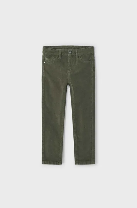 Detské nohavice Mayoral zelená farba, jednofarebné