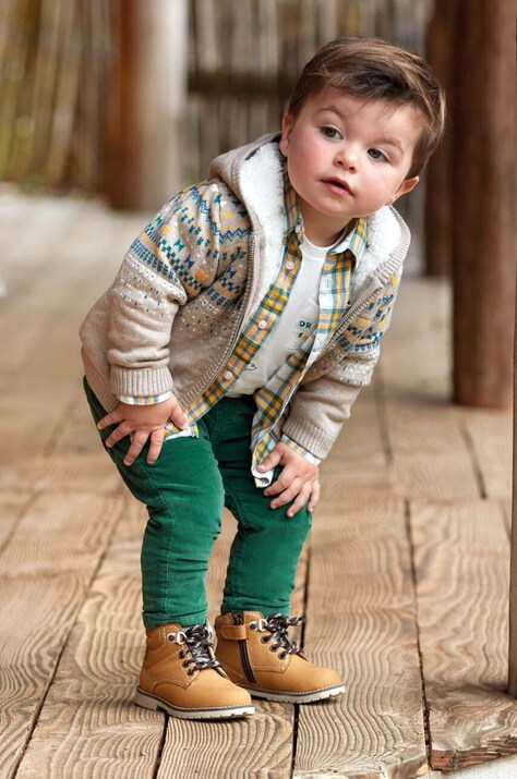 Mayoral pantaloni bebe culoarea verde, neted