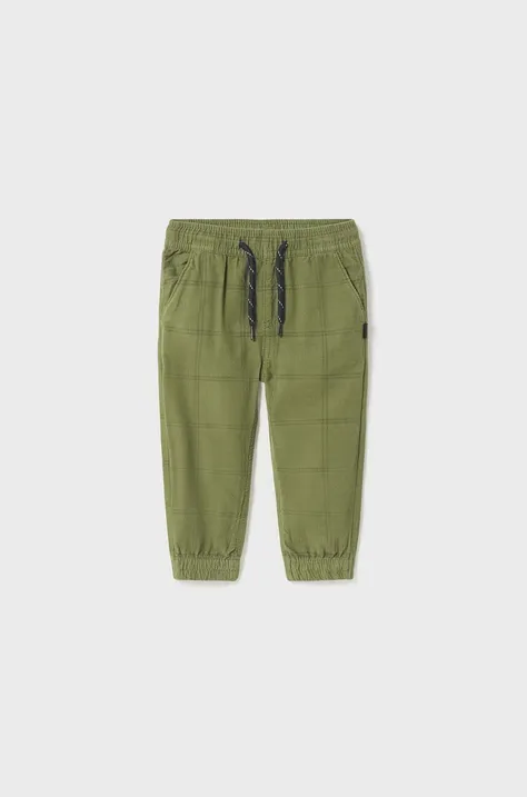 Хлопковые штаны для младенцев Mayoral цвет зелёный с узором