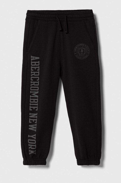Abercrombie & Fitch spodnie dresowe dziecięce kolor czarny z nadrukiem