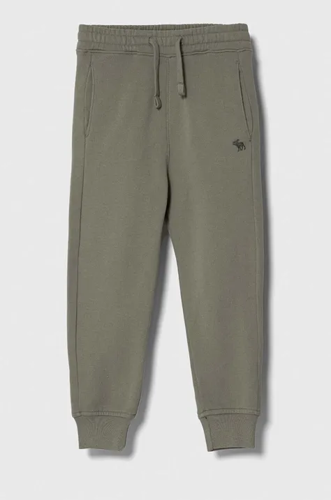 Abercrombie & Fitch pantaloni de trening pentru copii culoarea verde, neted