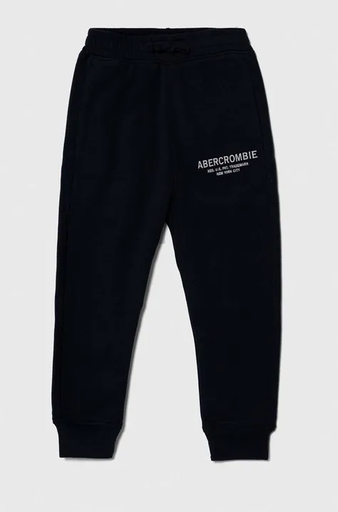Abercrombie & Fitch spodnie dresowe dziecięce kolor granatowy z aplikacją