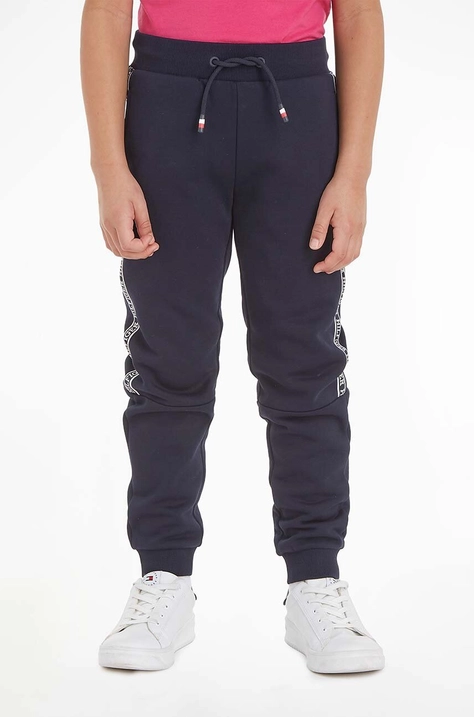 Tommy Hilfiger pantaloni de trening pentru copii culoarea albastru marin, cu imprimeu