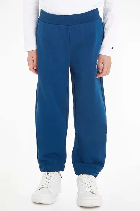 Tommy Hilfiger spodnie dresowe dziecięce kolor niebieski z aplikacją