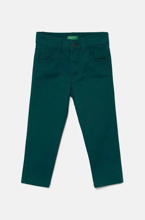 Дитячі штани United Colors of Benetton колір зелений однотонні