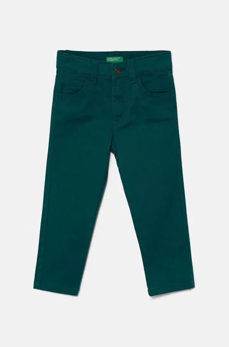 United Colors of Benetton pantaloni copii culoarea verde, neted