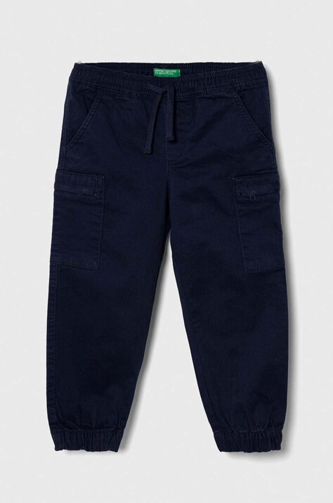 United Colors of Benetton pantaloni copii culoarea albastru marin, neted