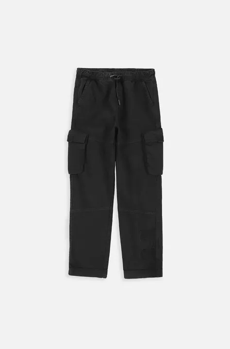 Dječje pamučne hlače Coccodrillo boja: crna, bez uzorka