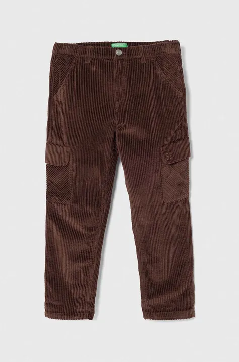 Детские вельветовые брюки United Colors of Benetton цвет коричневый однотонные