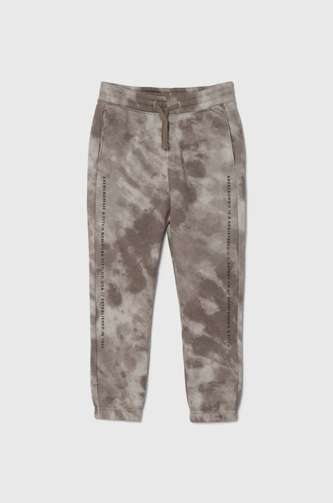 Detské tepláky Abercrombie & Fitch béžová farba, vzorované