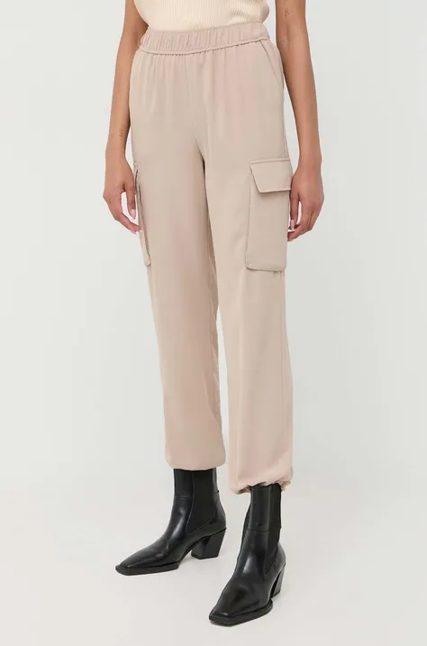 Notes du Nord pantaloni Gilli femei, culoarea bej, high waist