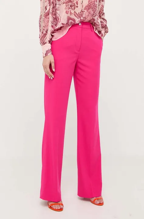 Guess pantaloni femei, culoarea roz, drept, high waist