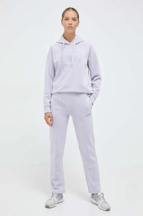 Спортивні штани Guess колір фіолетовий однотонні