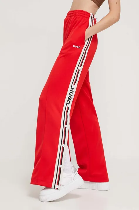 Спортивні штани HUGO колір червоний з аплікацією