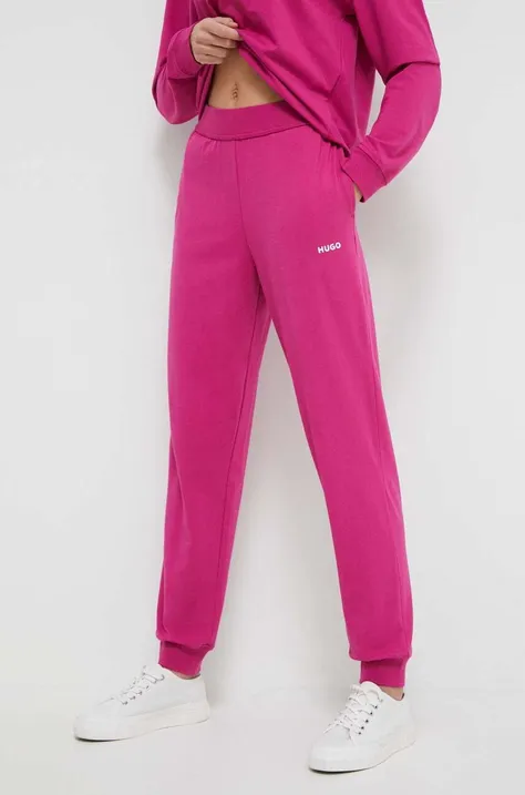 HUGO pantaloni de lounge culoarea roz, uni 50490578