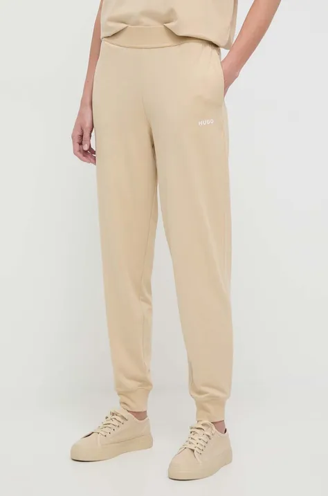 Nohavice HUGO béžová farba, jednofarebné