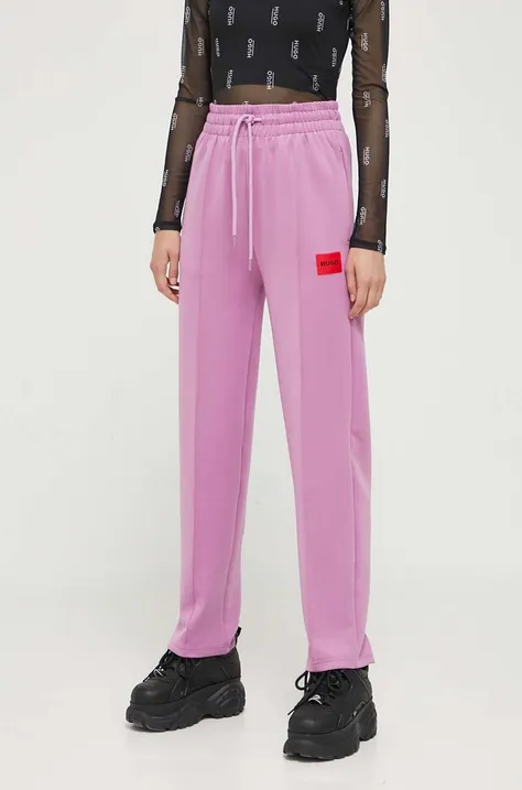 Спортивные штаны HUGO цвет фиолетовый с аппликацией