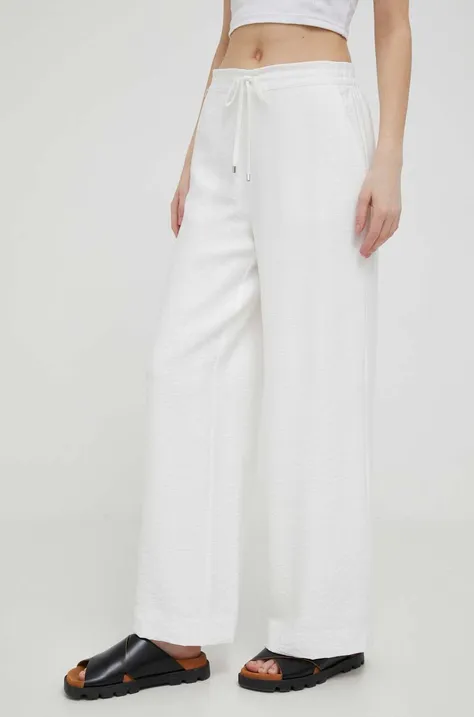 Dkny spodnie damskie kolor biały proste high waist