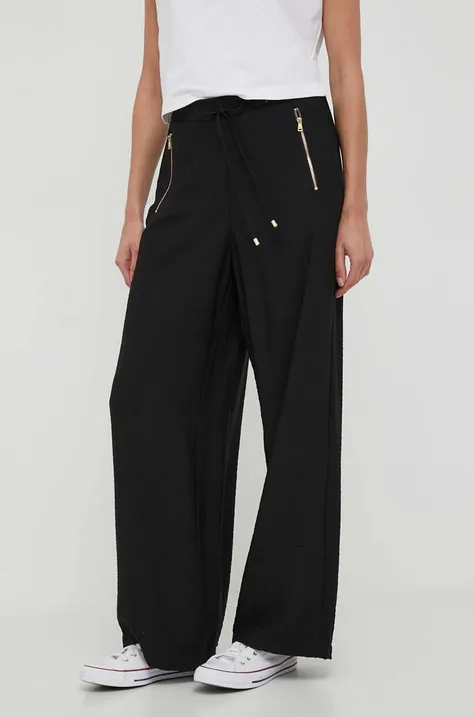 Kalhoty Dkny dámské, černá barva, jednoduché, high waist