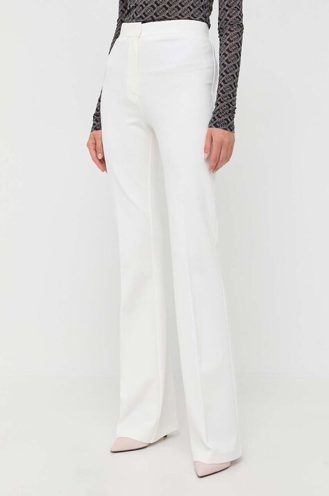 Pinko pantaloni femei, culoarea alb, evazati, high waist